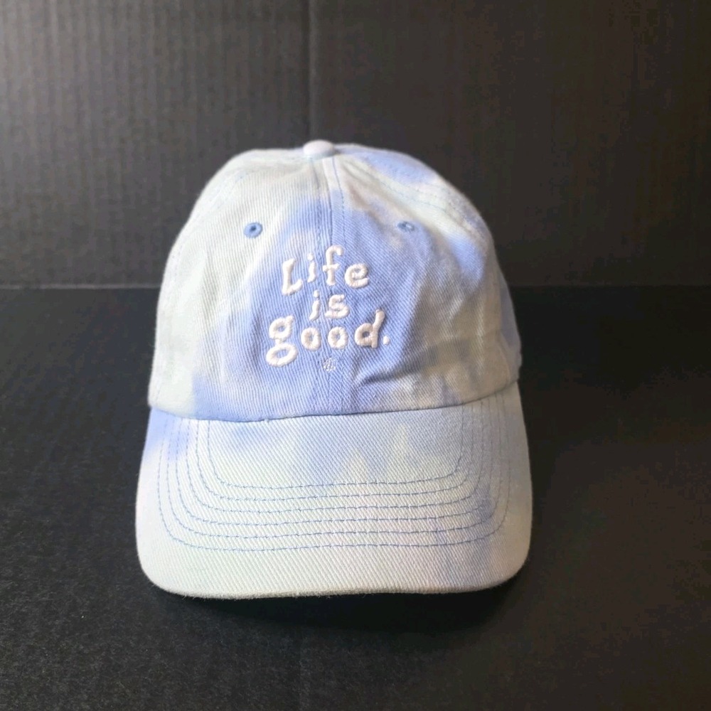 Life Is Good Unisex Blue White Tie Dye Relaxed Fit Strapback Adjustable Hat